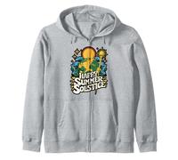 Happy Summer Solstice Sunflower Design Zip Hoodie