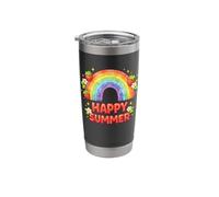 Happy Summer Teachers Students Rainbow Strawberries Vintage Stainless Steel Insulated Tumbler