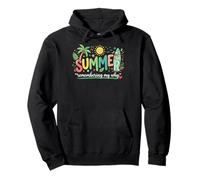 Happy Summer Tropical Vacation Cute Sun Palm Tree Pullover Hoodie
