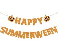 Happy Summerween Banner Orange Glitter, Summer Halloween Party Decorations, Halloween In Summer Decor, Summerween Birthday Bachelorette Party Decorations