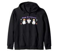Happy Summerween Cute Spooky Summer Ghost Zip Hoodie