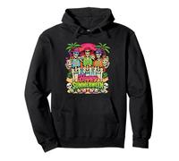 Happy Summerween Funny Beach Party Skeletons Flip Flops Hats Pullover Hoodie