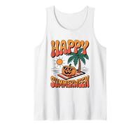 Happy Summerween Halloween Pumpkin on The Beach Vintage Tank Top
