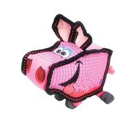 Happy Tails Square Pig Dog Toy for Medium to Large Dogs - Durable Polyester, Squeaky, Reinforced Stitching, Interactive Pet Playtime, Safe Chew Toy