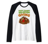 Happy Thanks Six-Seven Giving Cool Thanksgiving 6-7 Turkey Raglan Baseball Tee