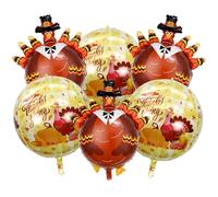 Happy Thanksgiving Balloons Decorations Set - Pack of 6, Turkey Foil Balloons for Thanksgiving Decorations Indoor