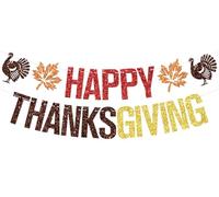 Happy Thanksgiving Banner, Give Tha*ks/Thankful Grateful Blessed, Fall Maple Leaves Turkey Harvest Thanksgiving Friendsgiving Party Decorations Supplies