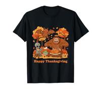 Happy Thanksgiving Bigfoot Alien Mothman Sasquatch Cryptid T-Shirt
