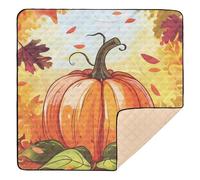 Happy Thanksgiving Colorful Leaves and Pumpkin Soft Foam Baby Gym & Activity Mat for Floor Non-Toxic Tummy Time Activity Mat for Baby Kids Toddlers Infants, 50'' x 50''