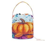 Happy Thanksgiving Colorful Leaves and Pumpkin Yarn Storage Bag Yarn Bag Organizer with Holes Storage Bags for Crochet Hook Knitting Project