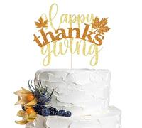Happy Thanksgiving Day Cake Toppers - for Fall Thanksgiving Baby Showers,Happy Thanks giving Day and Pumpkin Theme Decorations Supplies (hb-4)