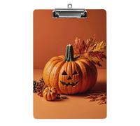 Happy Thanksgiving Day Pumpkin Clipboard, A4 Acrylic Clipboard with Hanging Hole, Ultra-Light Clip Board - Holds 100 Sheets, Shatterproof Document Holder for Office, 12.5" X 8.5"