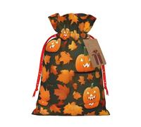 Happy Thanksgiving Day Pumpkin print Christmas Packing Bag Linen Bags with Drawstring Wedding Present Bag