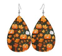 Happy Thanksgiving Day Pumpkin Print Leather Dangle Earrings For Women Elegant Drop Earrings Lightweight Fashion Jewelry