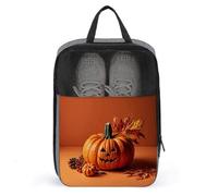 Happy Thanksgiving Day Pumpkin Shoe Bag Waterproof & Breathable Shoe Pouch for Travel, Portable Carry Case for Sports Sneakers, Gym, Vacation