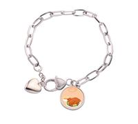 Happy Thanksgiving Day Turkey Pattern Heart Chain Bracelet Jewelry Charm Fashion