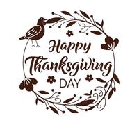 Happy Thanksgiving Day Typography with Elements Fine Carving Stickers 54.6x56.6cm Do not Damage The Wall Surface Coffee