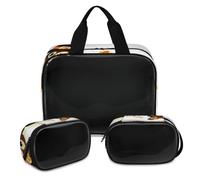 Happy Thanksgiving Makeup Bag for Women Men, Thanksgiving Turkey Translucent Cosmetic Bag Wash Pouch Shower Bag 3 Pcs Travel Toiletry Toiletries Cosmetic Organizer