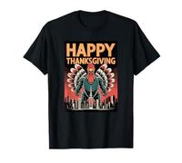 Happy Thanksgiving Mecha Turkey City Skyline Tokyo Japan Art T-Shirt