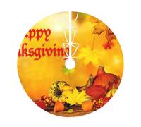 Happy Thanksgiving Print Christmas Tree Skirt,Holiday Decoration,Suitable For Traditional Farmhouse Christmas Tree Mat