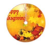 Happy Thanksgiving Print Christmas Tree Skirt,Holiday Decoration,Suitable For Traditional Farmhouse Christmas Tree Mat