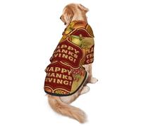 Happy Thanksgiving Print Dog Hoodie Pet Sweatshirt, Warm, Soft And Breathable Hooded Clothes For Medium To Large Dogs, Easy-To-Wear Design, For Winter And Fall