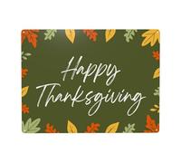 Happy Thanksgiving quote slogan sign, autumn Thanksgiving home decoration, fall signs maple leaf metal tin sign poster, holiday decoration gift for family and friends 12x16 inhces