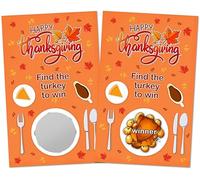 Happy Thanksgiving Scratch Off Game, Find The Turkey Meal Easy to Play Silly Games, Fun Idea, Ice Breaker Activity. Raffle Cards, Set of 40 Cards Made in USA