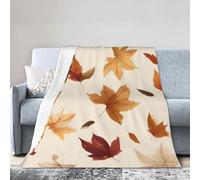 Happy Thanksgiving Throw Blanket 102x127 CM Fall Fall Maple leaves Fleece Blankets for Couch Bed Picnic Soft Cozy Lightweight All Season Use