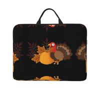 Happy Thanksgiving Turkey Pumpkin Print 14in Laptop Case Sleeve Bag - Portable Handle, Ideal for Business Trips, Commuting, and Travel