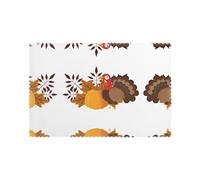 Happy Thanksgiving Turkey Pumpkin Printed Placemats Set of 6 Insulated Washable Suitable for the Kitchen and Dining Table 12 x 18 inches