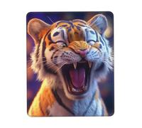 Happy Tiger Mouse Pad Black Durable Soft Waterproof Non-Slip Rubber Leather with Stitched Edge Gaming Mouse Pads for Desk Office Laptop11.8 x9.8