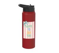 Happy to Sea You Ocean Pun Summer Beach Vacation Cruise Trip Stainless Steel Insulated Water Bottle