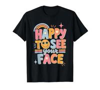 Happy to See Your Face Back to School First Day Teacher Team Value Graphic T-Shirt, Men, Black, L