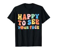Happy to See Your Face Retro Teacher Life Back to School Value Graphic T-Shirt