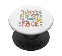 Happy To See Your Face Teacher Hand Drawn Colorful Doodle PopSockets Adhesive PopGrip