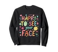 Happy To See Your Face Teacher Hand Drawn Colorful Doodle Sweatshirt