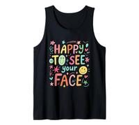Happy to See Your Face Teacher Hand Drawn Colorful Doodle Tank Top