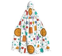 Happy Traditional Jewish Passover Halloween Witch Cloak Unisex Hooded Cloak For Festive Party Costume
