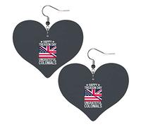 Happy Treason Day Ungrateful Colonials Leather Earrings For Women Dangle Earring Drop Heart Pendant With Hook Gifts For Adult Girl