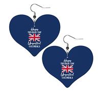 Happy Treason Day Ungrateful Colonials Leather Earrings For Women Dangle Earring Drop Heart Pendant With Hook Gifts For Adult Girl