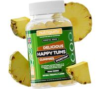 Happy Tums Gummy | Vitamin C, B3, B5, B6 & Chamomile 1000mg | Pineapple Flavour | 60 Vegan Gummies | Gut & Digestive Wellbeing by NUTRIGUMS®