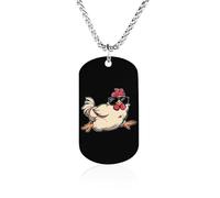 Happy Turkey Chicken Rooster Dog Tag Necklace Stainless Steel Plated Pendant Memorial Jewelry Gift for Men Women