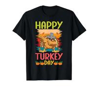 Happy Turkey Day Cute Little Pilgrim Thanksgiving Value Graphic T-Shirt, Men, Black, S