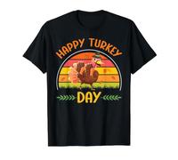 Happy Turkey Day Cute Little Pilgrim Thanksgiving Value Graphic T-Shirt, Men, Black, S