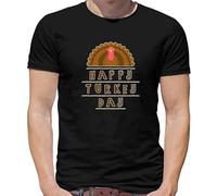 Happy Turkey Day Mens T Shirt Thanksgiving Pilgrims Celebration T-Shirt Black XL