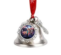 Happy U.S.A Independence Day Christmas Bell Pendant Vintage Silver Xmas Tree Hanging Ornaments Decor for Holiday Party Wedding