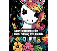 Happy Unicorns: Calming Kawaii Unicorn Coloring Book for Girls Book 3/4