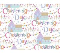 Happy Unisex Christening Day Wrapping Paper - 1 Sheet & Matching Tag