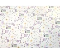 Happy Unisex Christening Day Wrapping Paper - 1 Sheet & Matching Tag